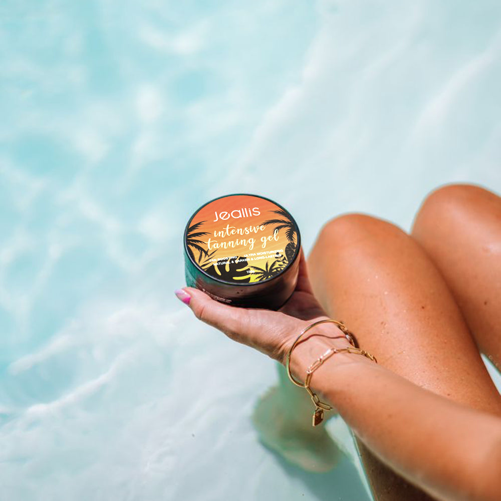 Jeallis 3-Step Tanning Gel Collection – Cooling Gel, Gold Shimmer, and Intensive Tanning Gel (200g)