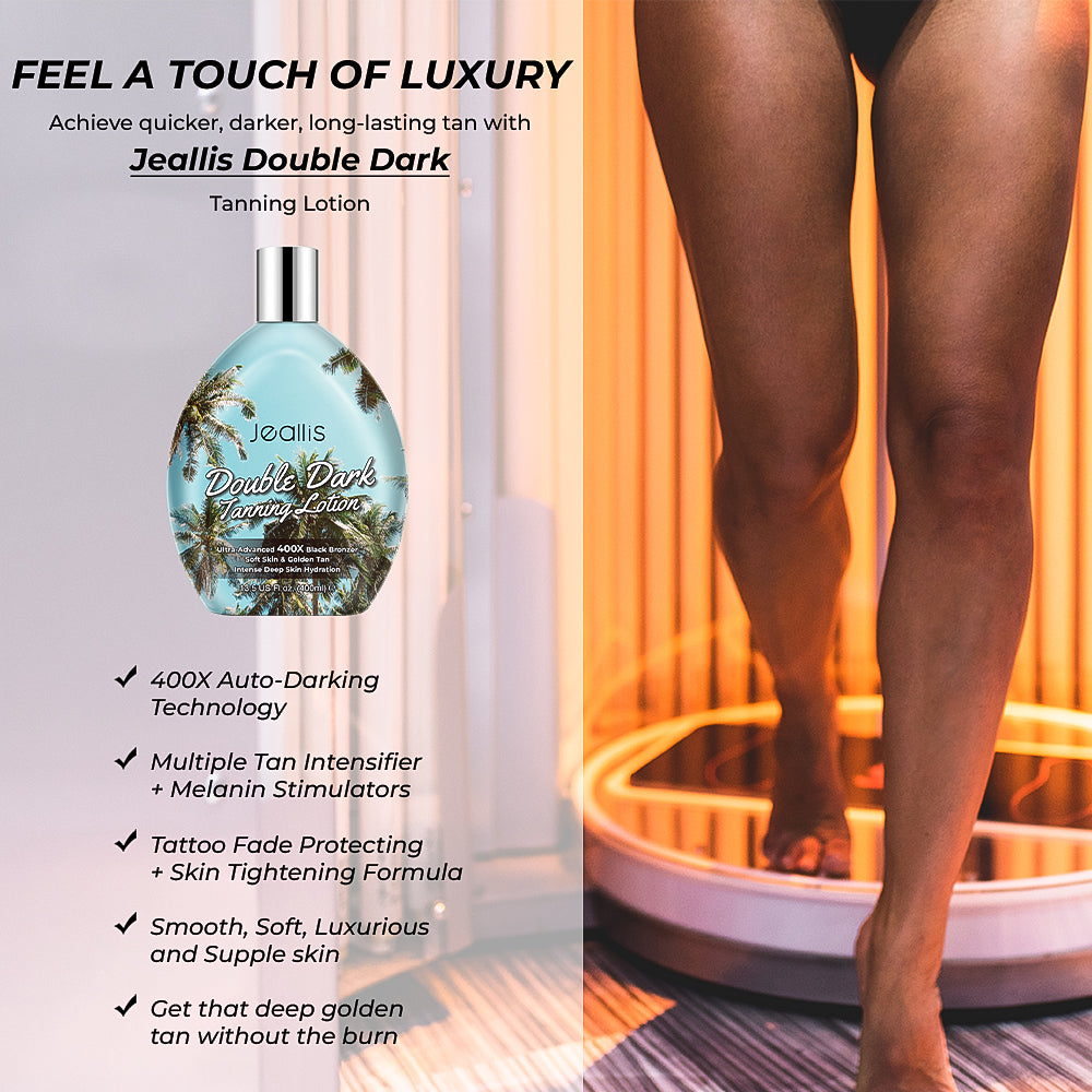 Jeallis Double Dark Tanning Lotion for Tanning Beds and Outdoor Sun