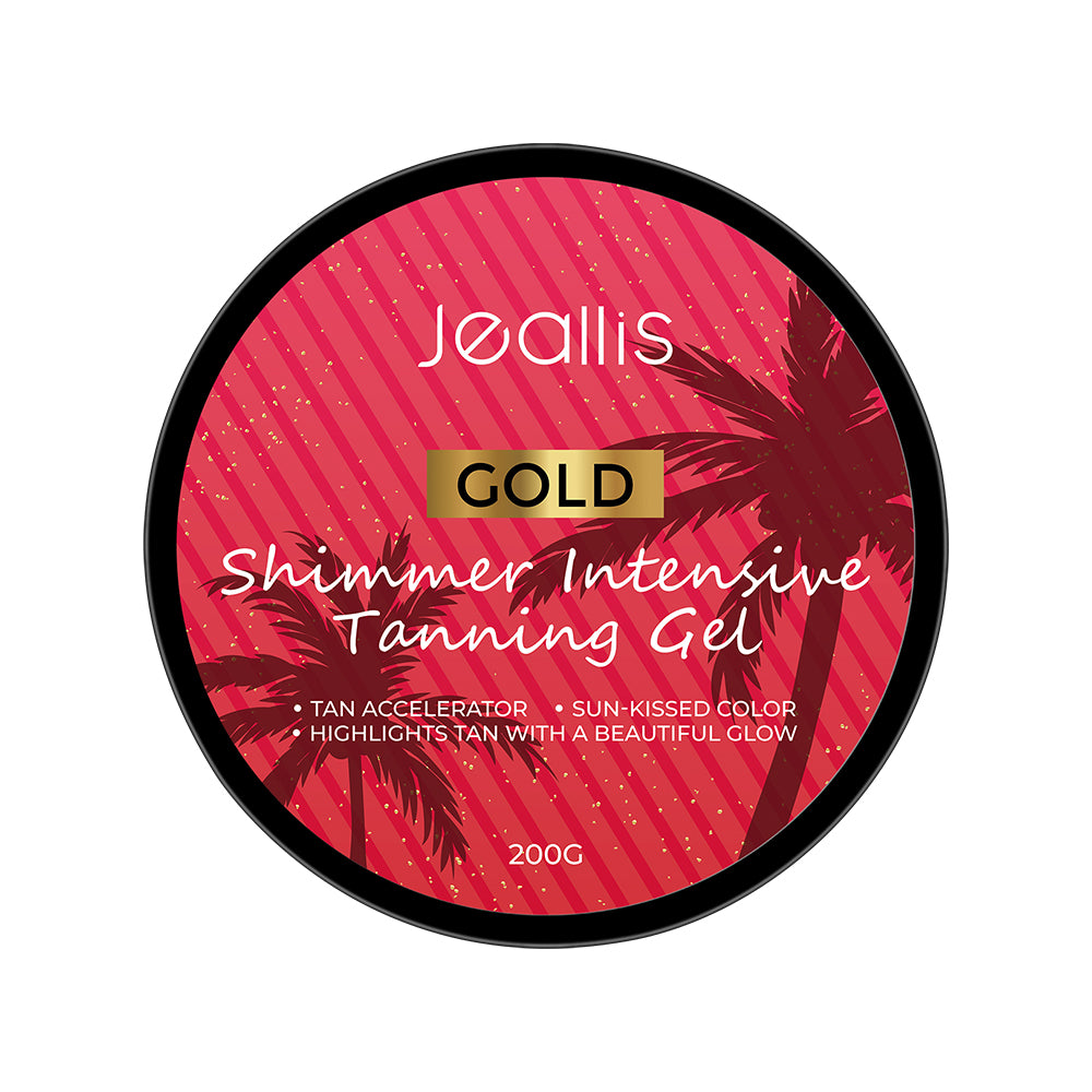 Jeallis Gold Shimmer Gel Autobronzant Intensif | Lit de bronzage et accélérateur de bronzage Sunkissed | Grenade 200g