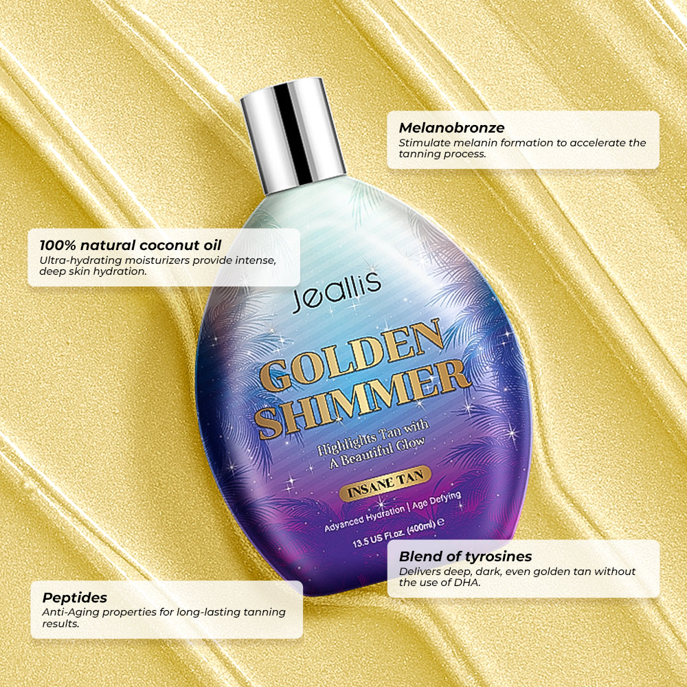 Jeallis Golden Shimmer Tanning Lotion For Outdoor Sun and Tanning Beds