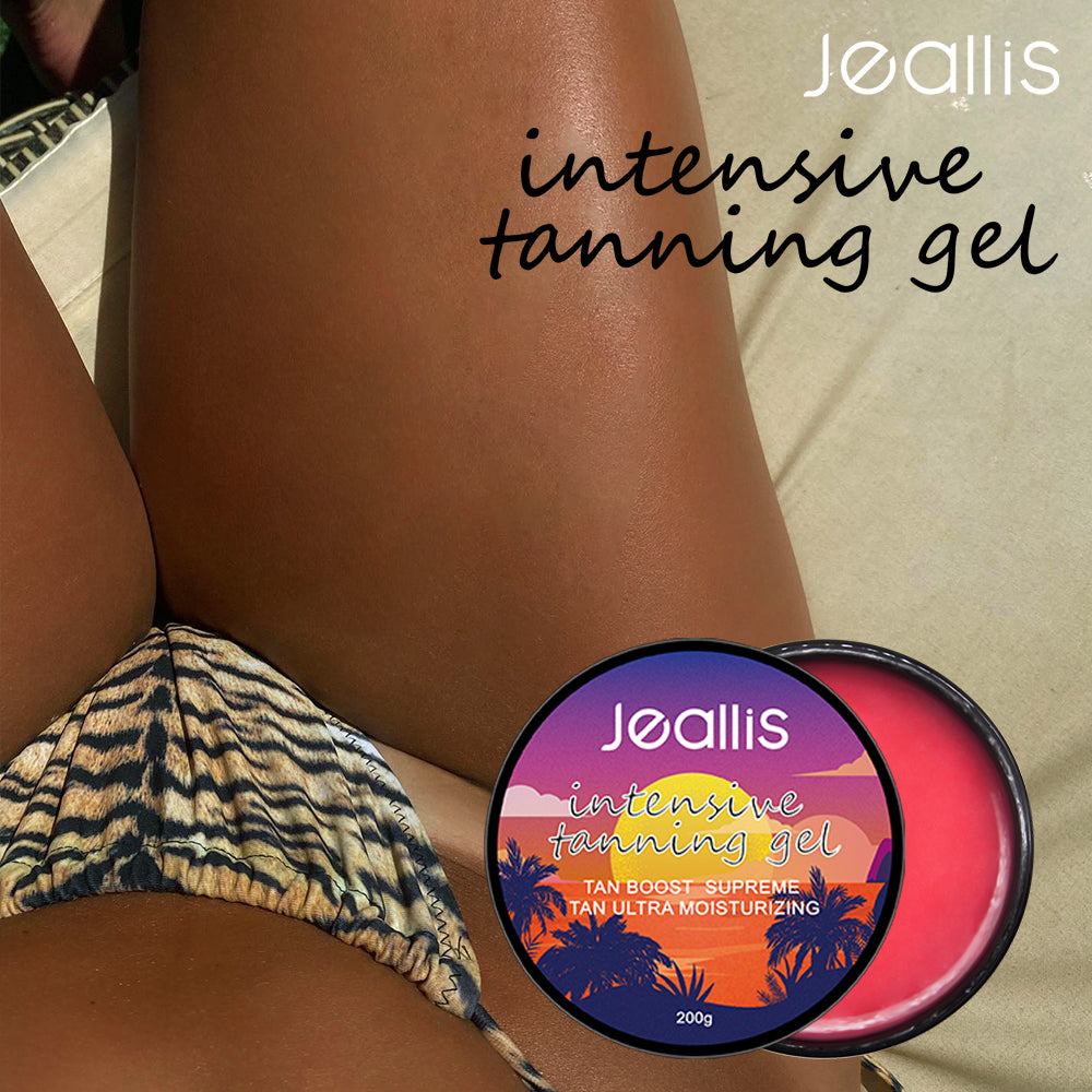 Jeallis Ultimate Tanning Gel Trio – After-Tanning Cooling Gel, Gold Shimmer Gel & Intensive Tanning Gel (200g)