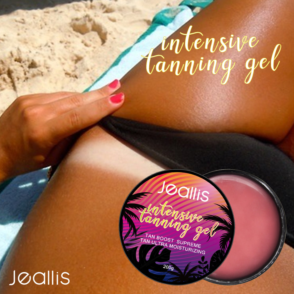 Jeallis intensive tanning gel & sun tan acceleratorspeeds up the tanning process for natural, deeper, darker and long-lasting tanning results