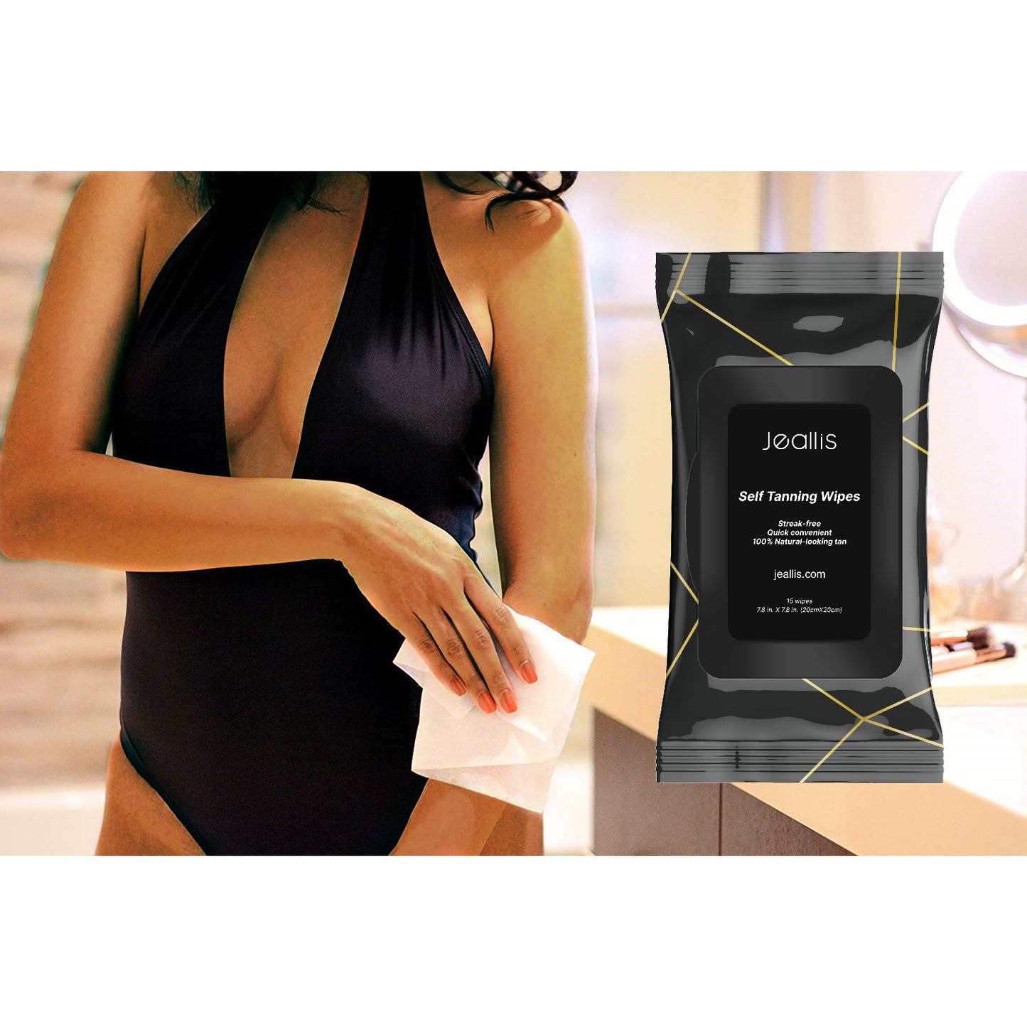 Jeallis Self-Tanning Towelettes_Convenient & Fast Natural Bronze